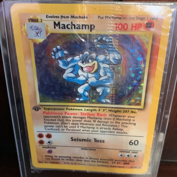 First Edition Holographic Machamp Pokémon card Factory Sealed 1st - Picture 2 of 4